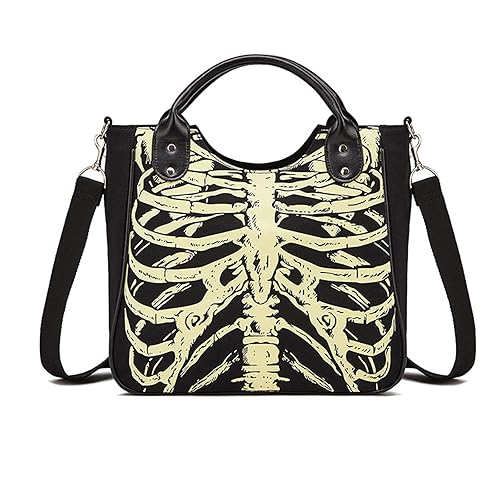 Gothic Backpack Canvas Bag Luminous Fashion Skull Crossbody Printed Bag Zipper Luminous Striped Shoulder Bag (Sternum Bag)