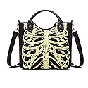 Gothic Backpack Canvas Bag Luminous Fashion Skull Crossbody Printed Bag Zipper Luminous Striped Shoulder Bag (Sternum Bag)