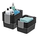 IRIS USA Plastic Storage Baskets, 12-Pack, Made in USA, Shelf Baskets Small Baskets Organizing Bins For Pantry Countertops Closet Shelves Office…