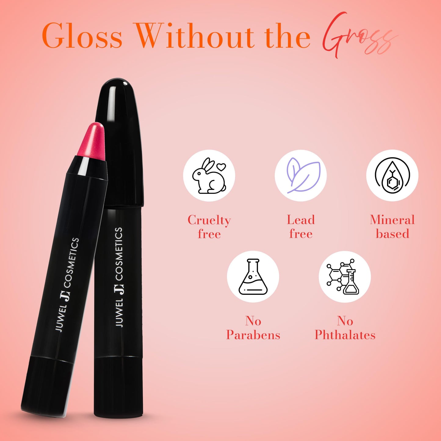 Juwel Cosmetics Retractable Lip Crayon, High Shine Long Lasting Lip Liner with Vitamins C & E, Shea & Cocoa Butter, Ultra Smooth Full Coverage
