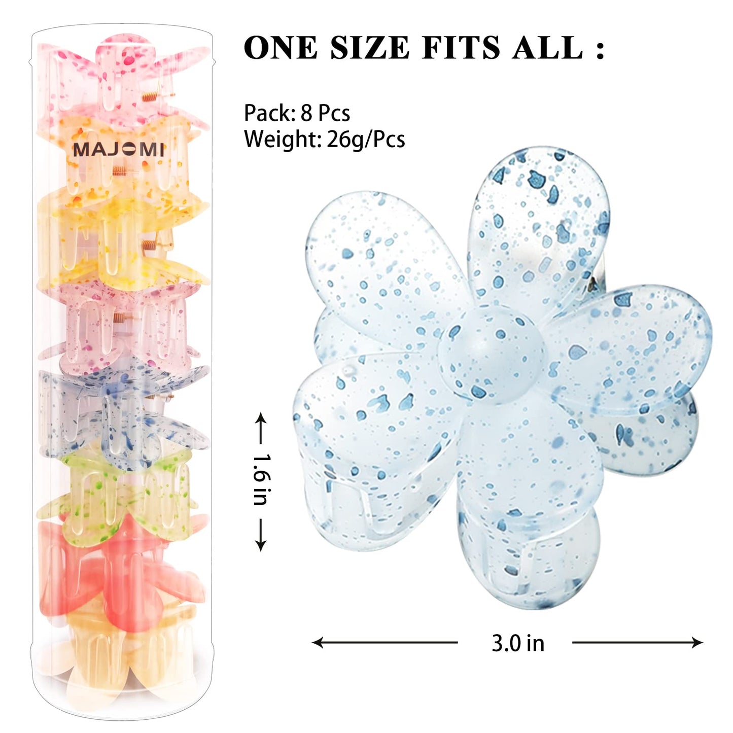 Flower Hair Claw Clips 8PCS Cute Hair Clip Big Daisy Hair Clips Strong Hold Jaw Clip Barrettes Large Hair Clamps Thin Hair Accessories Thick Hair