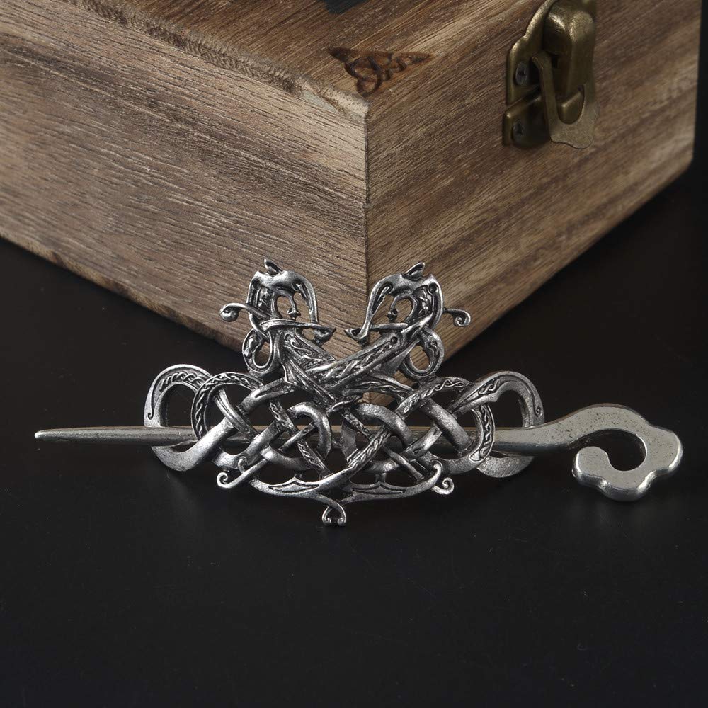 Viking Celtic Hair Clips Hairpins- Viking Hair Accessories Celtic Knot Hair Pins Antique Silver Hair Sticks Irish Hair Decor Accessories for Long Hair