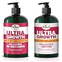 Difeel Ultra Growth Shampoo and Conditioner Set - Includes 12 oz Each of Shampoo and Conditioner, Promotes Growth, Ideal for Thinning Hair, Basil