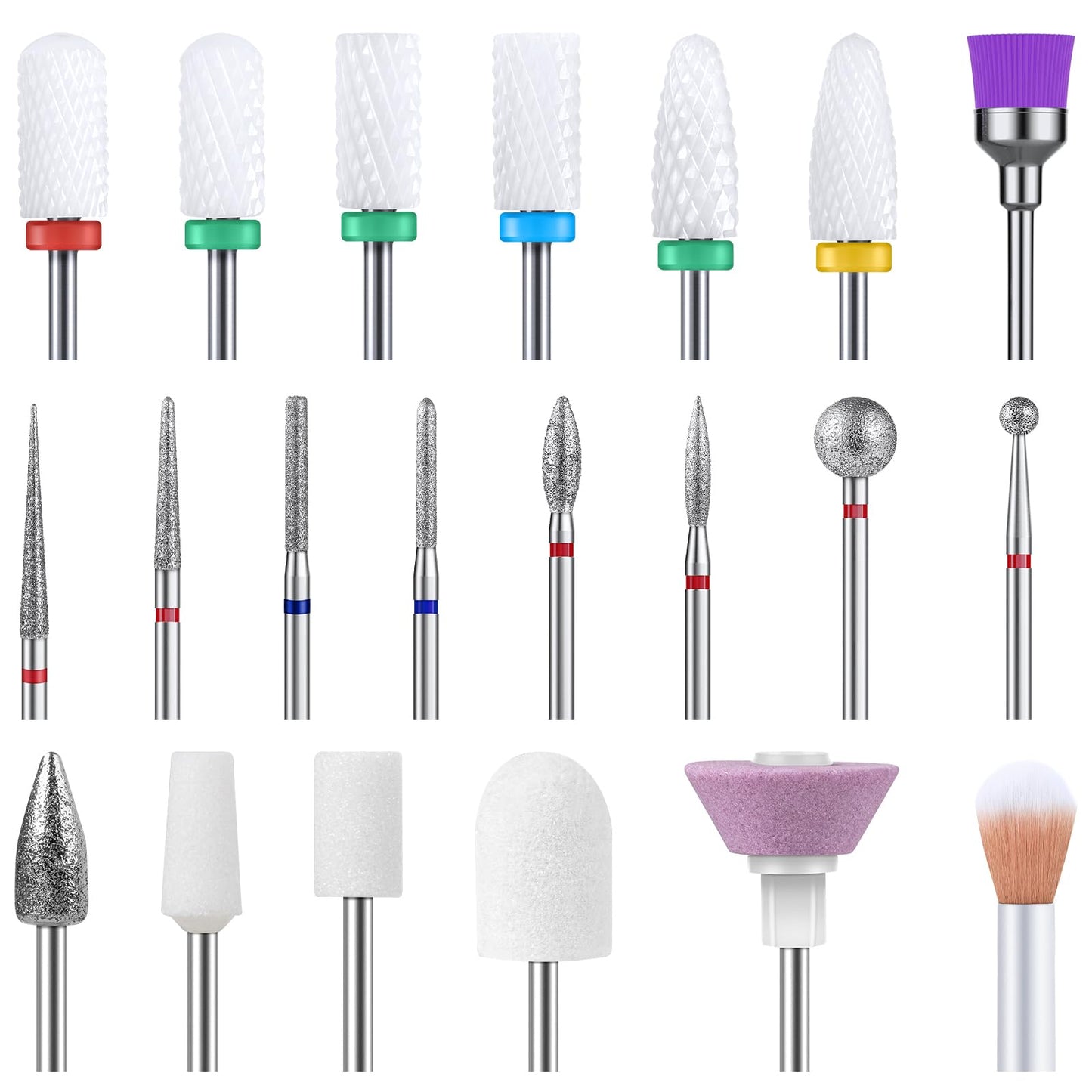 MelodySusie 21pcs Nail Drill Bit Set, Professional 3/32'' Ceramic Diamond Carbide Acrylic Gel Nail Art Tool Kit, Cuticle Remover Bit for Acrylic Gel Beauty and Personal Care MelodySusie Default Title