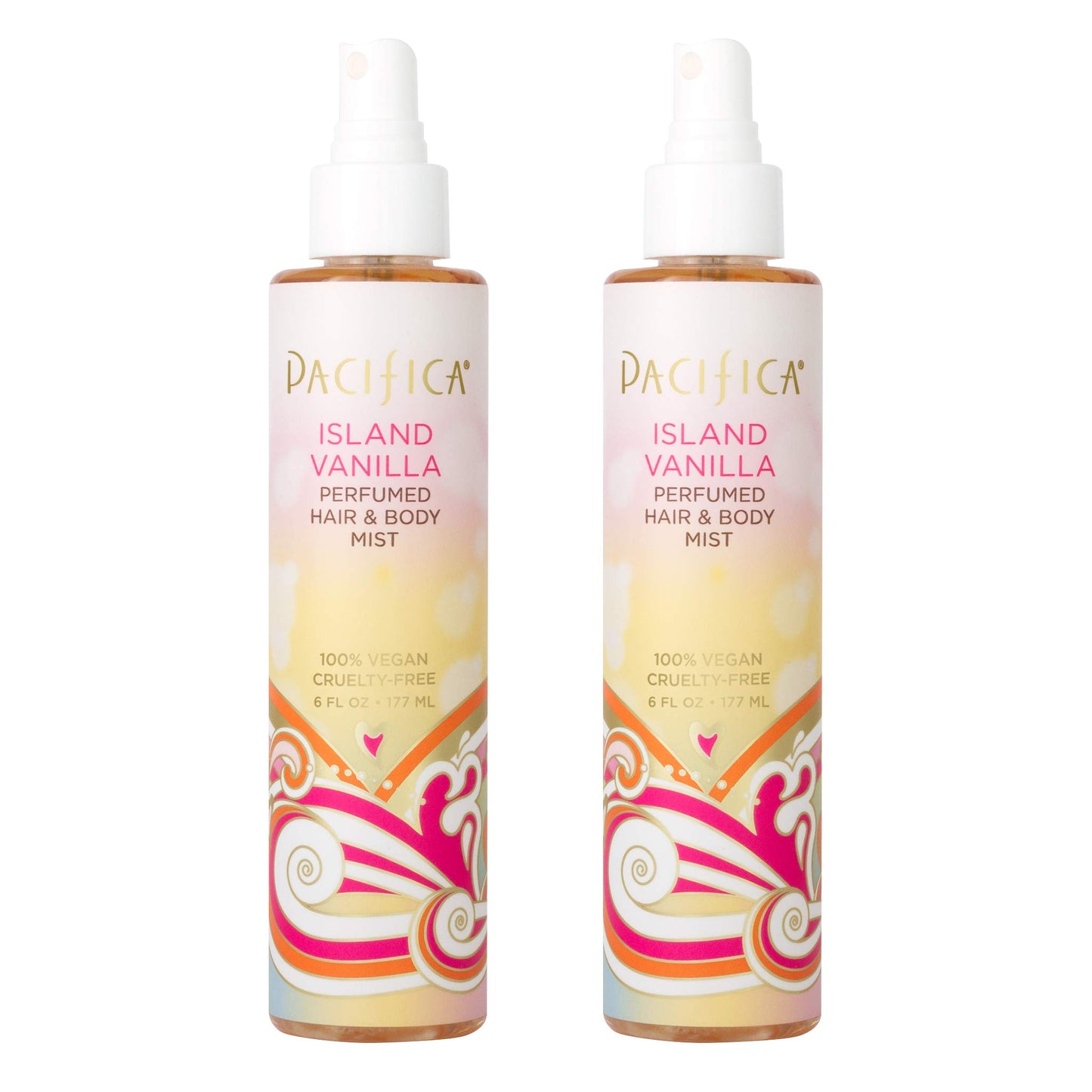 Pacifica Hair Perfume & Body Fragrance Spray Mist - Island Vanilla Pack with Sugar & Vanilla - Alcohol-Free, Vegan & Cruelty-Free, 6 oz each (Pack
