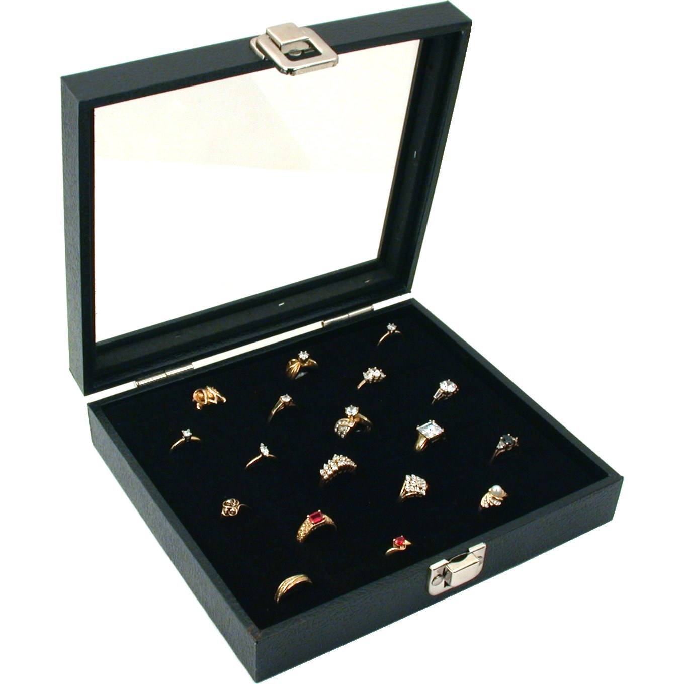 FindingKing Glass Top Display Case 36 Slot Ring Insert Liner New, Storage Jewelry Box Holder