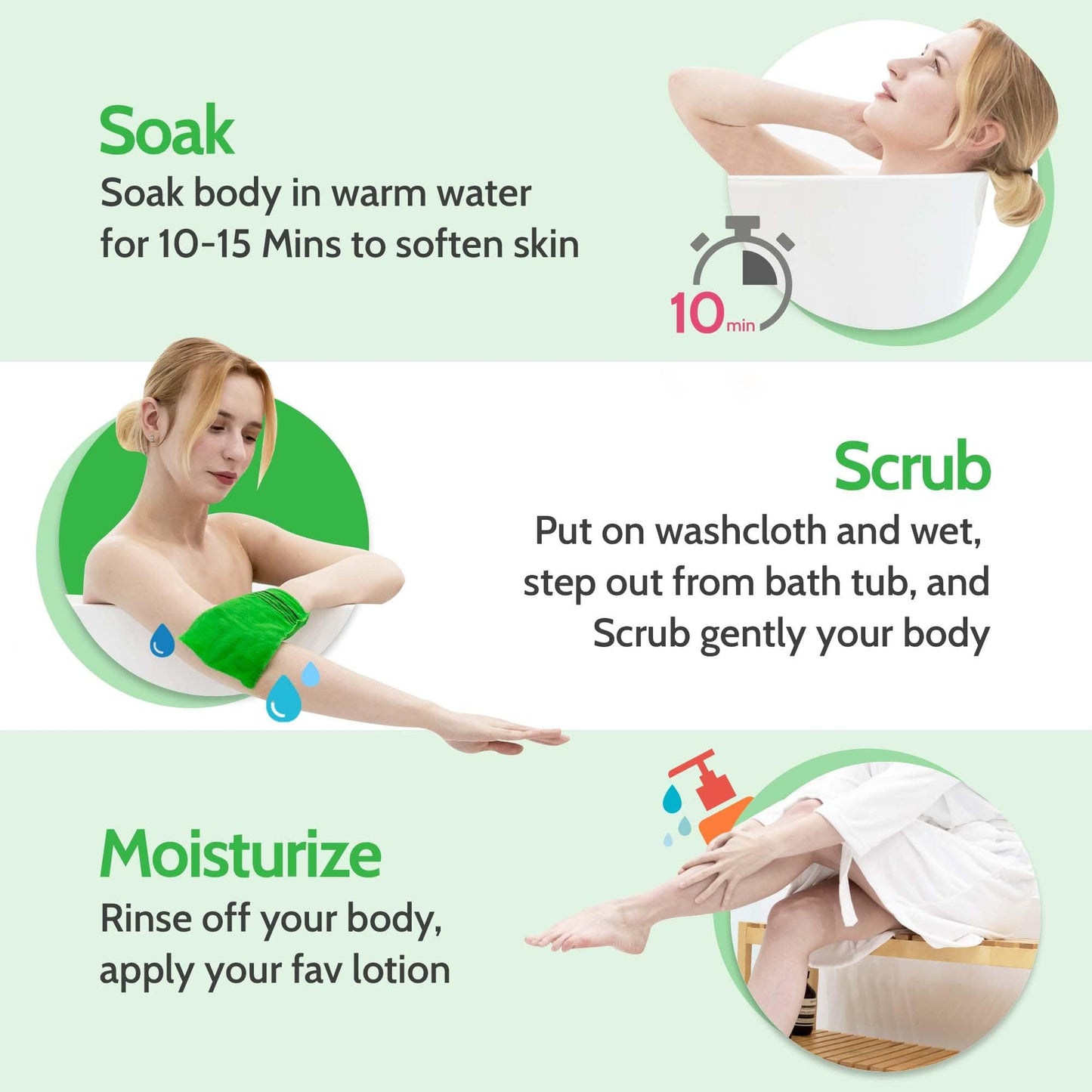 Modu Korean Exfoliating Mitts Small 6PCS (Green) - Exfoliating Gloves Body Scrubber Italy Towel Washcloth for Korean Spa at Home, Dead Skin Remover Beauty and Personal Care Modu