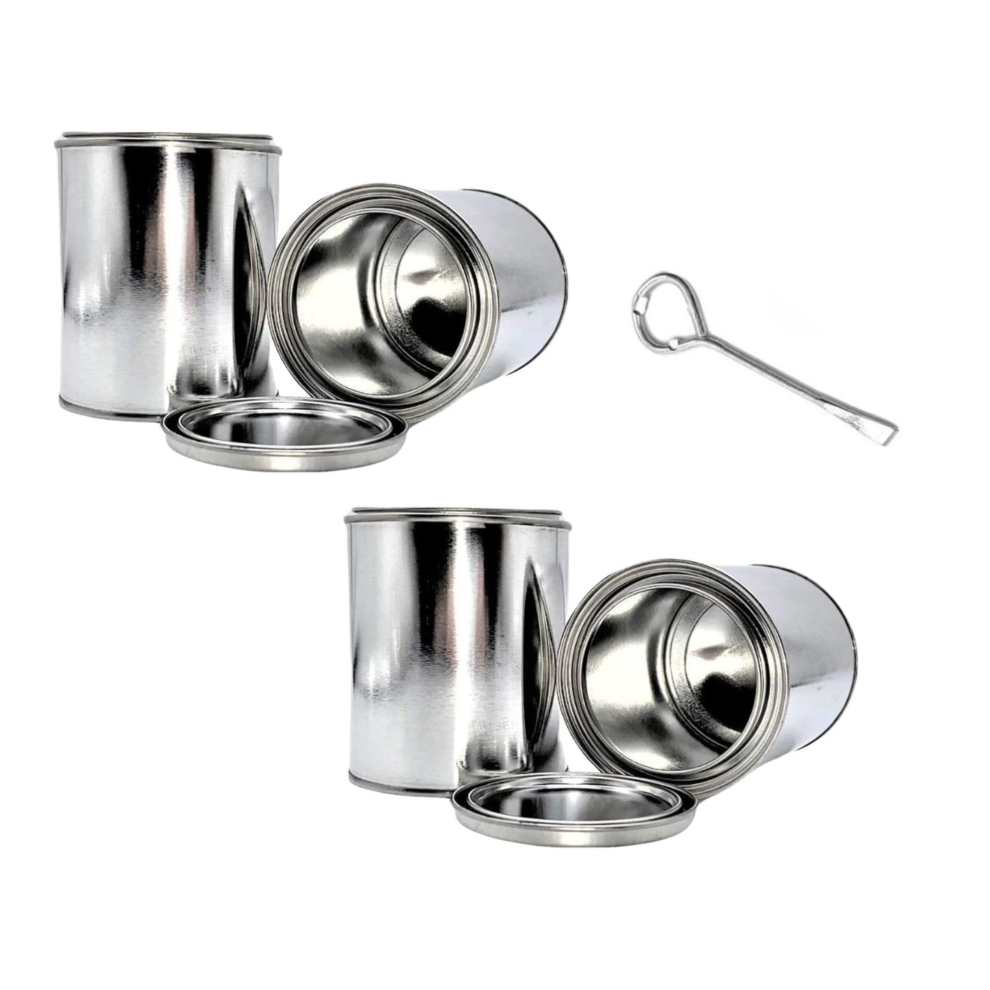 Blysk Empty Metal Cans with Lids - 16 oz/Pint Size, Unlined, Airtight Seal, Can Opener Included 6 Pack
