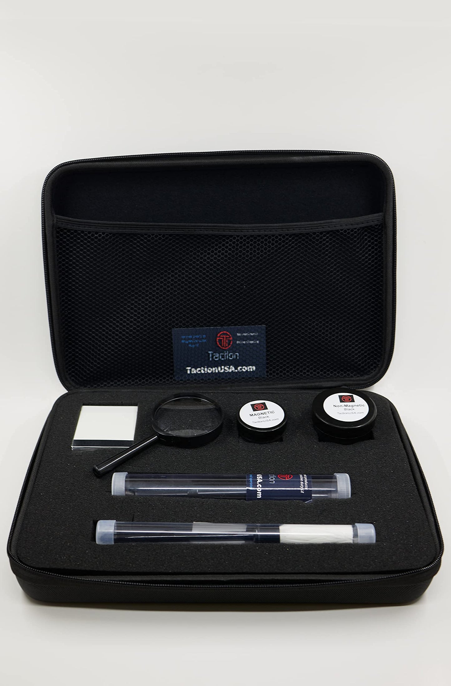 Taction Basic Detective Kit | Carry Case with Fingerprint Brushes, Powders, Hinge Lifts & Magnifying Glass | CSI Forensic Starter Set