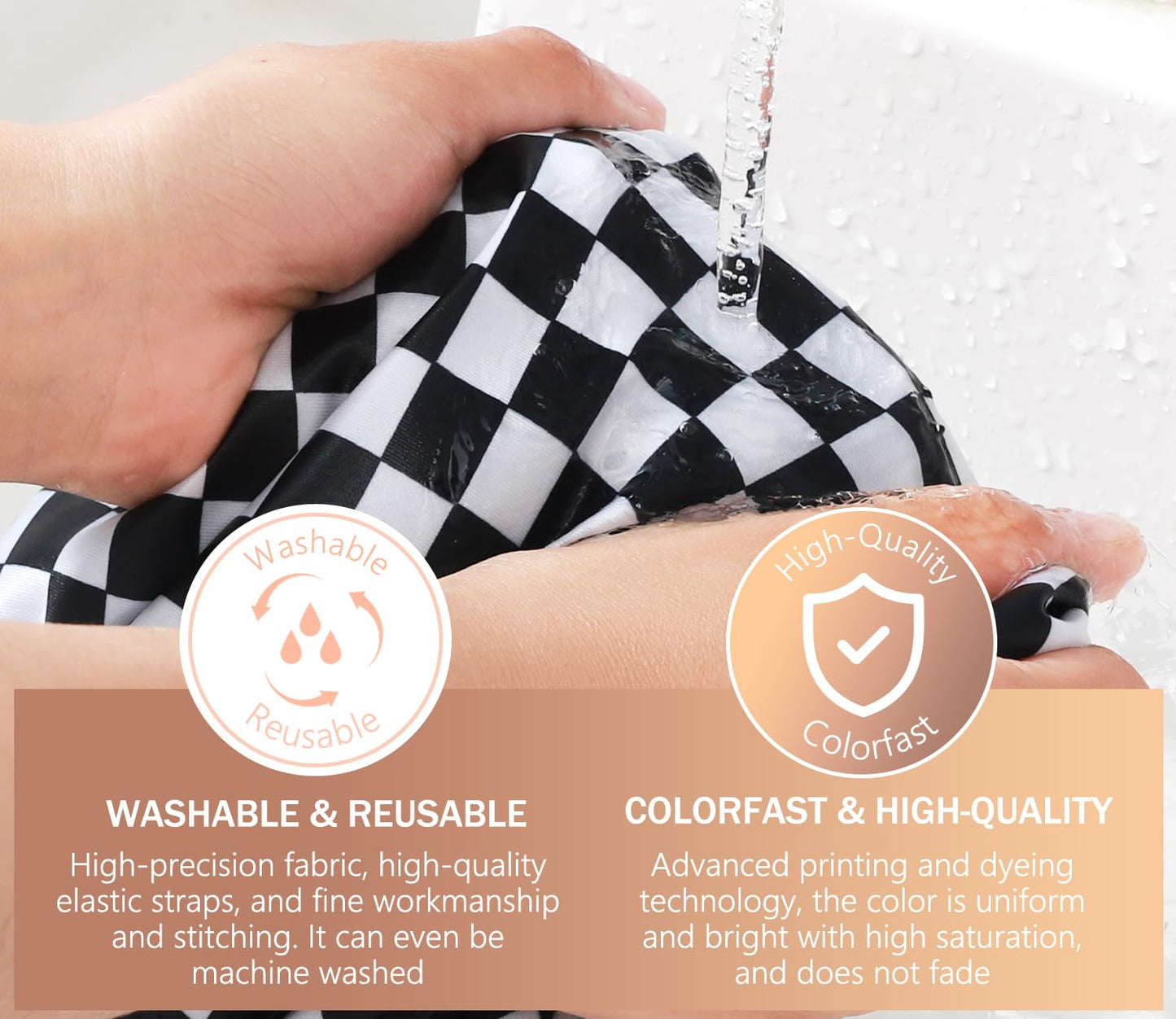 mikimini Shower Cap for Women, Reusable, Double Layers Waterproof Bathing Shower Hat with Soft Comfortable PEVA Lining, Non-fading, Stretchy & Shower
