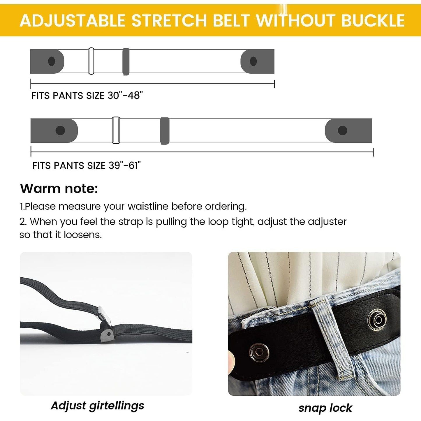 2 Pieces Elastic Belt Invisible Belt for Women Belt Without Buckle Unisex No Buckle Buckless Belt Men's Adjustable Elastic for Jeans Trousers Dress…