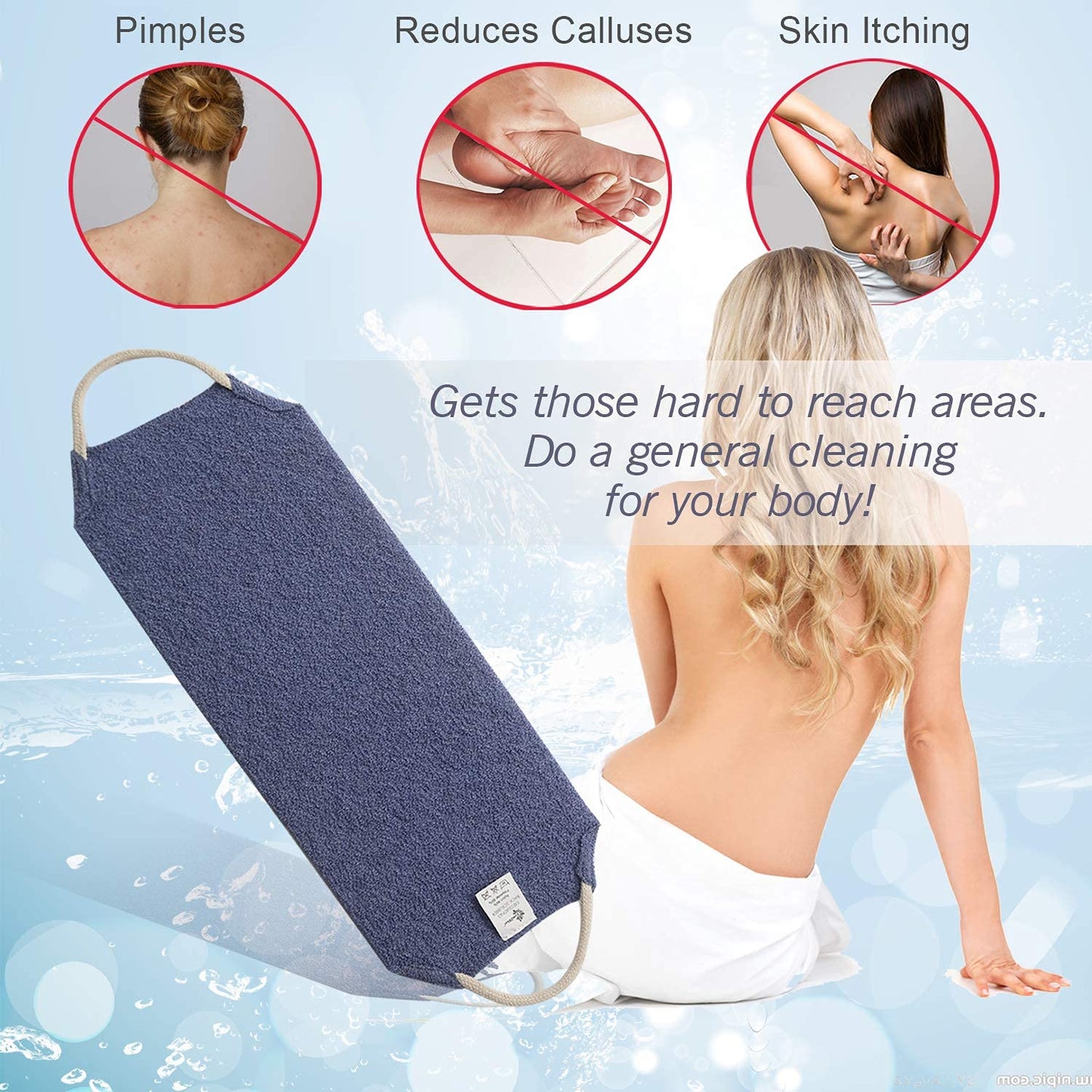 Evridwear Exfoliating Back Scrubber with Handles Two Sides for Body Shower Deep Cleans Skin Massages Invigorating Blood Circulation Men Women One Size