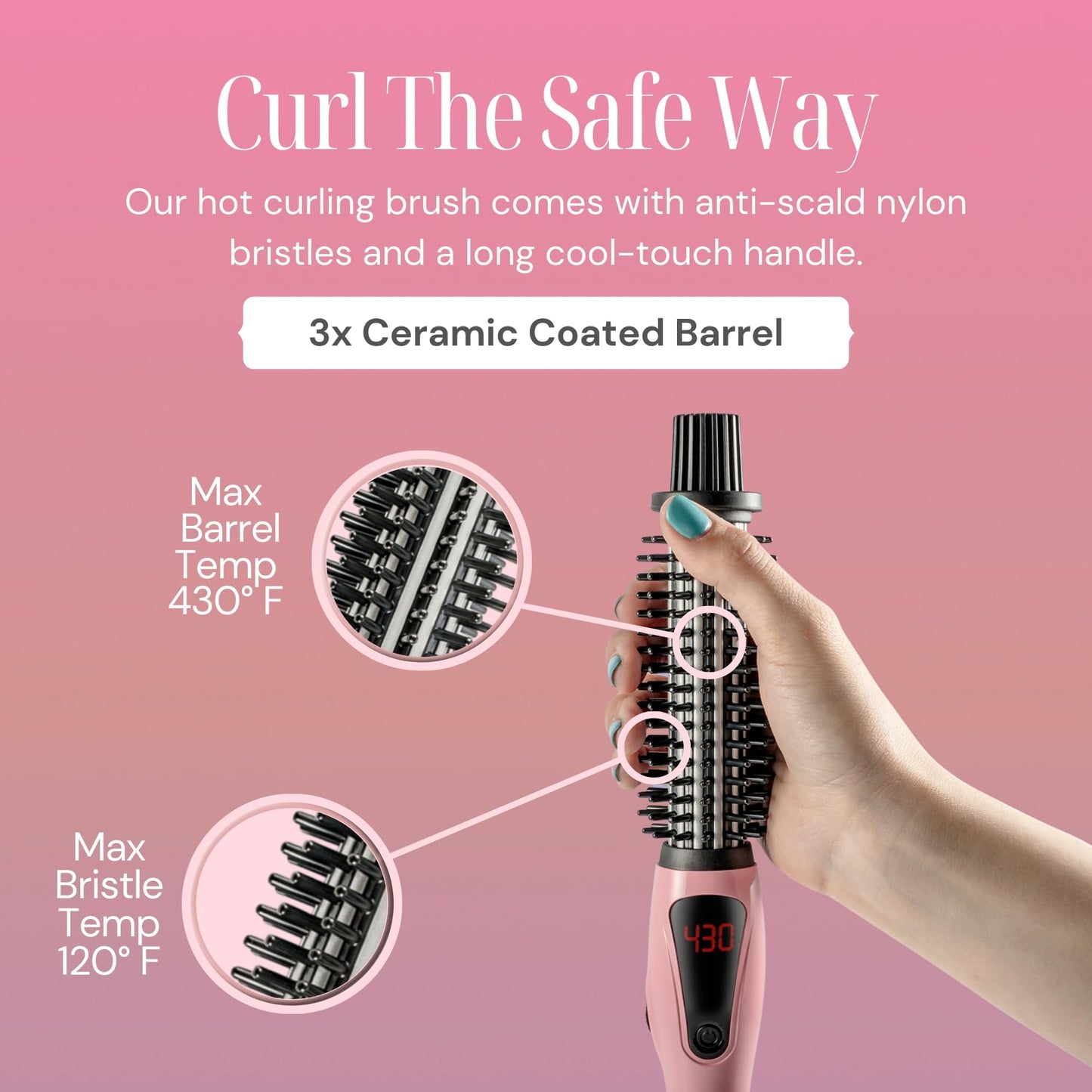 Alure Heated Styling Brush - 3-in-1 Ionic Hair Curler/Straightener with Anti-Scald Nylon Bristles, Electric Curl Wand for All Hair Types, Ideal as a