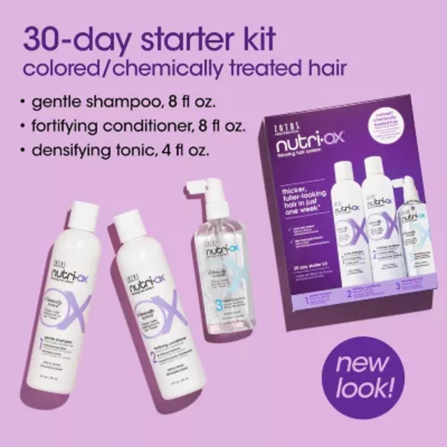 NUTRI-OX Starter Kit for Color-Treated Thinning Hair | Thicker, Fuller-Looking Hair | Peppermint | Clinically & Dermatologically Tested | 30 Day