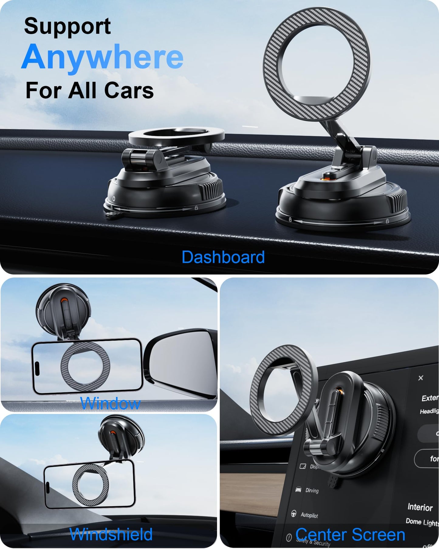 2-IN-1 Car Phone Holder for Magsafe【28 Strong Magnets】Magnetic Phone Holder for Car Phone Mount【360°】Phone Holders for Your Car Accessories for Women…