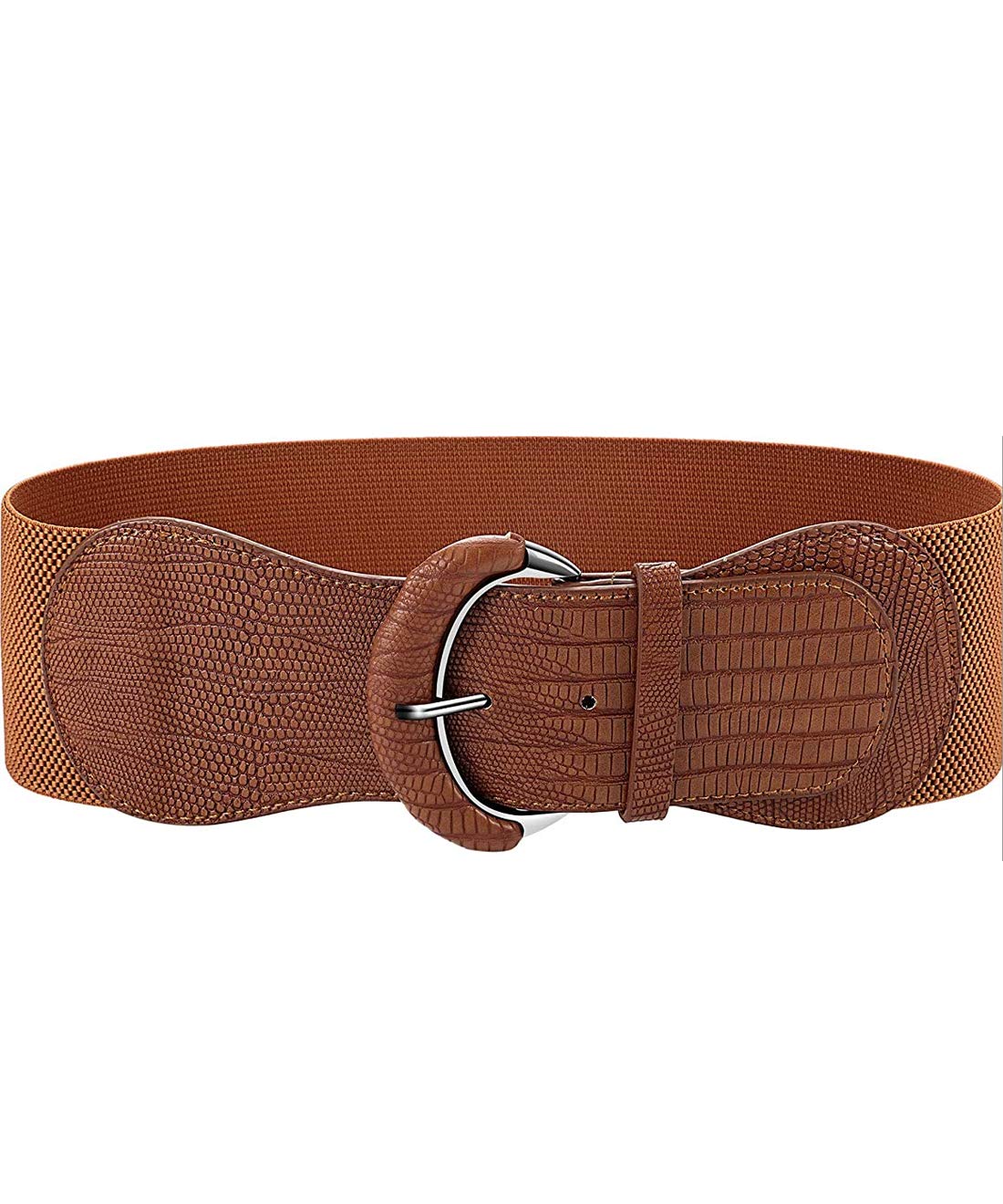 Yuni Sophy 3 pieces of women's wide belts, waist belts, leather elastic belts, ladies dresses, decorative belt hooks (khaki, Large)