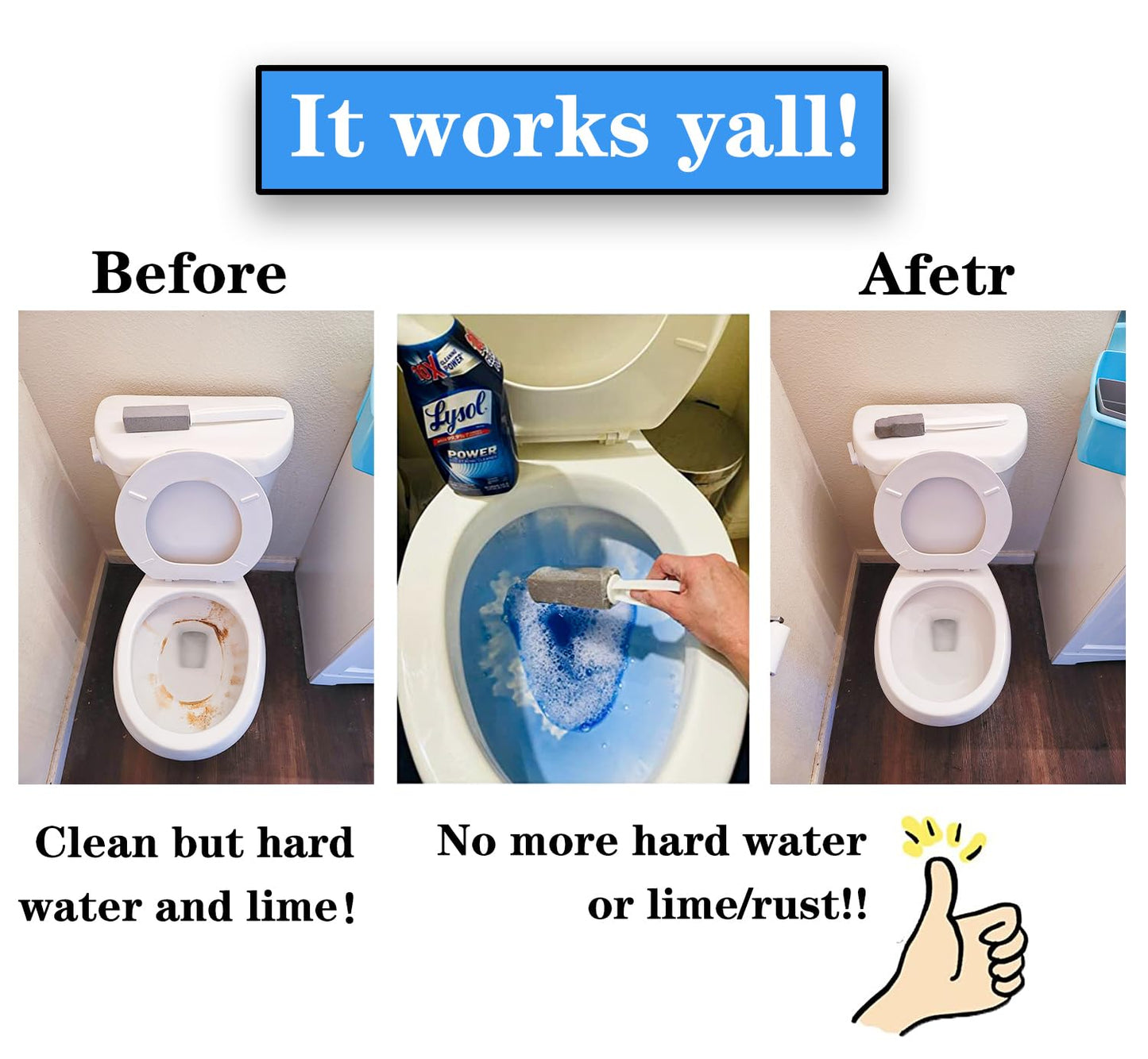 2 Pack Pumice Stone for Toilet Cleaning, Extra Long Handle for Removing Bowl Ring, Pool, Bathroom, Toilet Brush