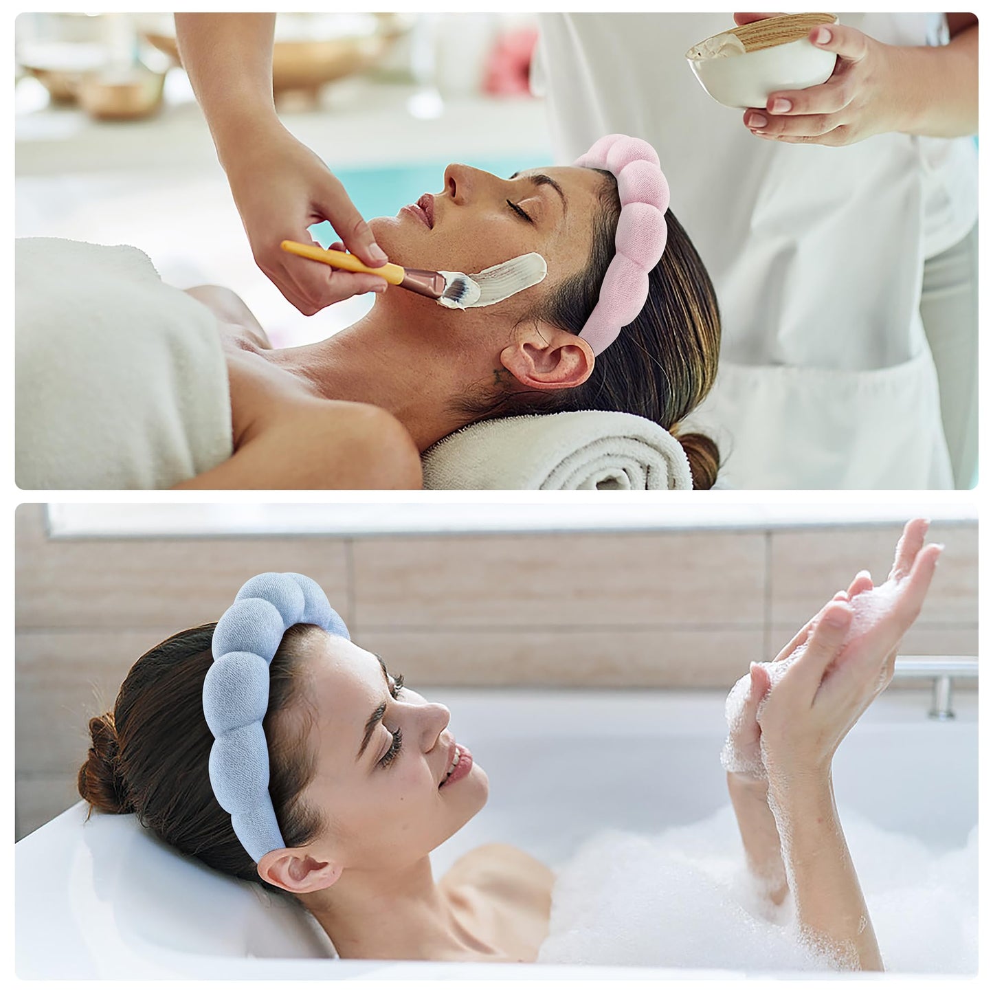 Ztomine Spa Headbands for Face Washing, Facials, Masks & Skin Treatments, Set of 2, 100% Cotton Terry Cloth, Plush Soft Absorbent Headband, Pink Beauty and Personal Care Ztomine