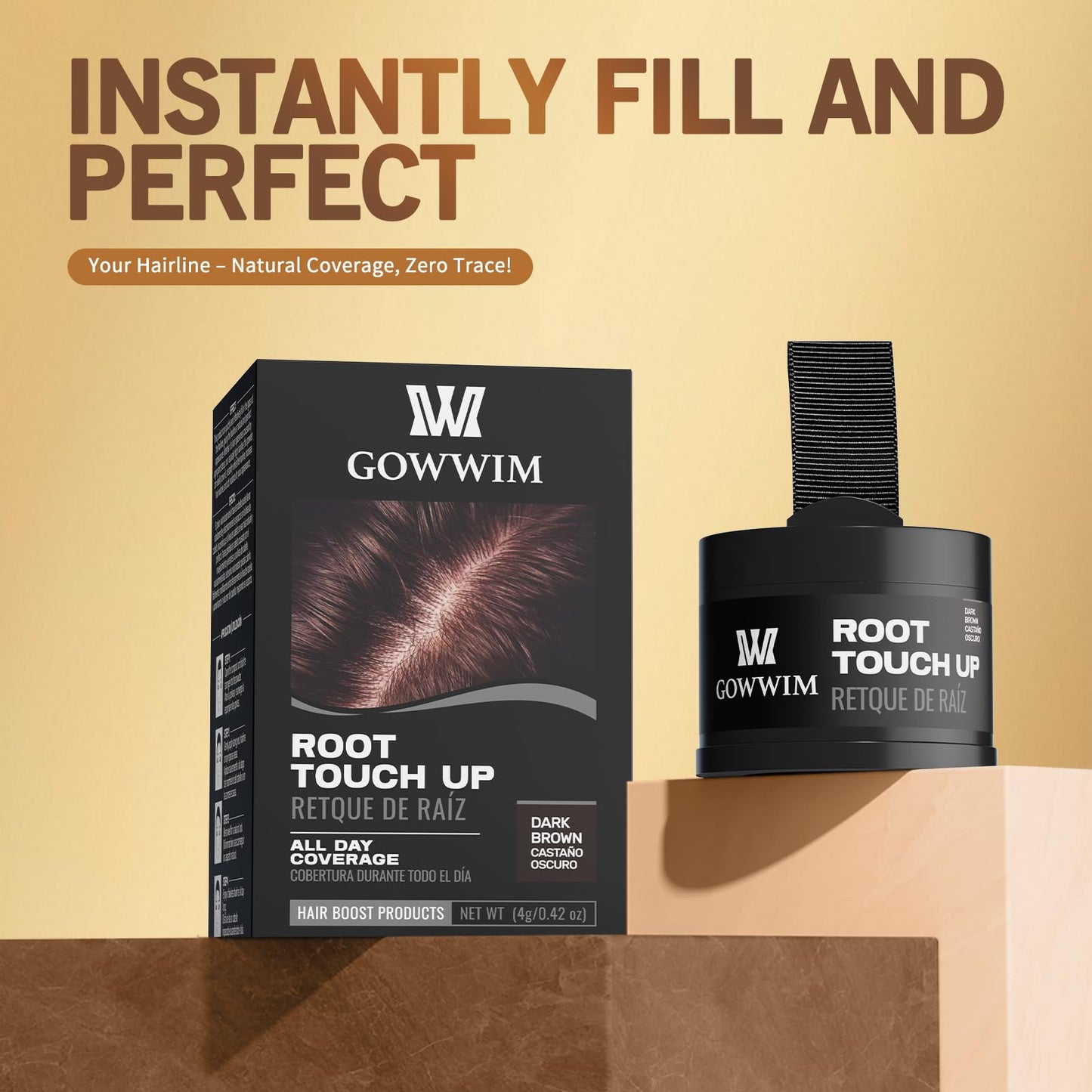 Hairline Powder (Red-Brown Bright) - Instantly Cover Gray Hair with Color Shadow, Touch-Up for Thin Hair 4g
