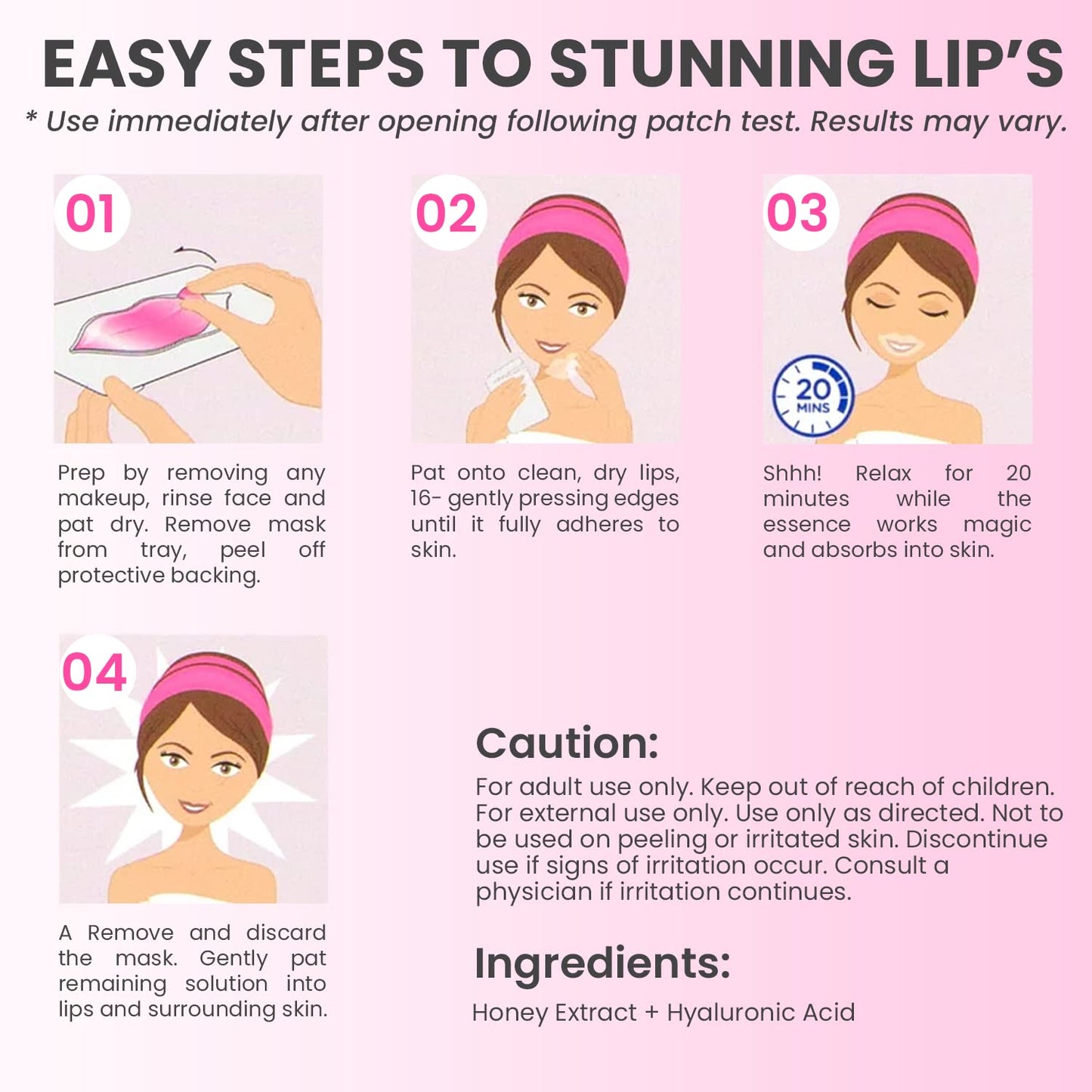 MISS SPA Lip Mask, Hydrate Boost Hydrogel Pink Lip Mask, Sooth Restore Lips, Lip Plumper, Moisturizing And Reducing Fine Lines, Anti-Aging Face Mask