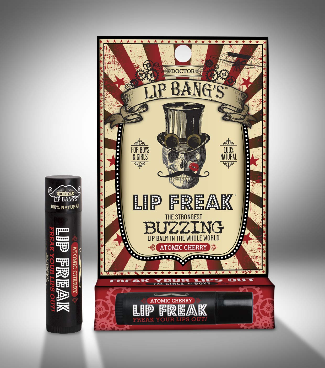 Doctor Lip Bang's BUZZING Lip Balm | Lip Freak| 100% All Natural | Cruelty Free | Atomic Cherry