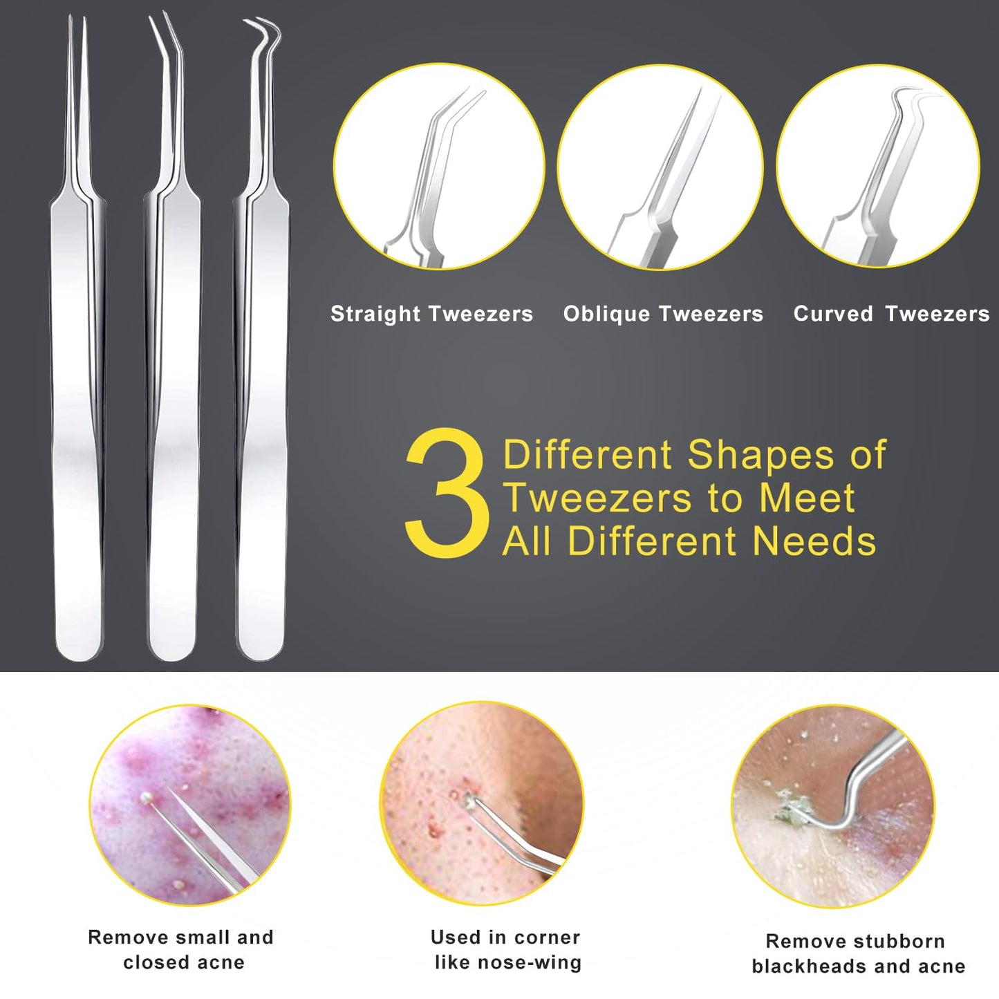 Pimple Popper Tool Kit - Boxoyx 10 Pcs Blackhead Remover Comedone Extractor Kit with Metal Case for Quick and Easy Removal of Pimples, Blackheads, Zit Beauty and Personal Care Boxoyx