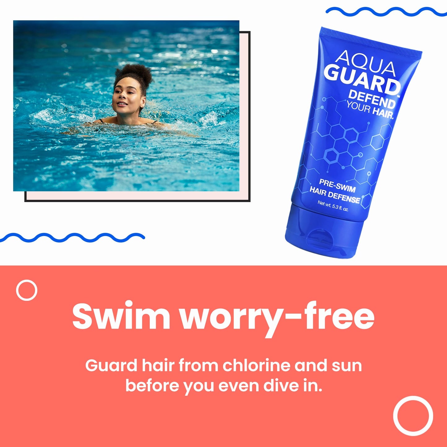 AQUA GUARD Swim Hair Rescue Bundle | Pre-Swim Protection & Post-Swim Repair Kit | Includes Hair Defense, Shampoo, Conditioner, Detangler, Hair Mask