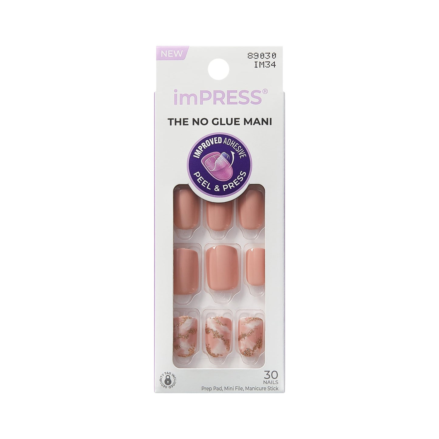 KISS imPRESS No Glue Mani Press On Nails, Design, 'Kingdom', Pink, Short Size, Squoval Shape, Includes 30 Nails, Prep Pad, Instructions Sheet, 1 Beauty & Personal Care imPRESS