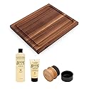 John Boos BBQ Series Rectangular Wooden Walnut Cutting Board 17”x21” - 1.5” Thick, 7-lb Reversible Butcher Block with Juice Groove, Edge-Grain…