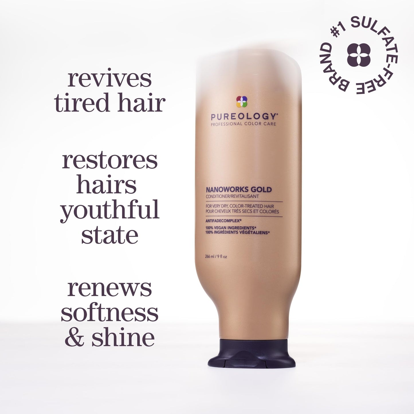 Pureology Nanoworks Gold Conditioner | For Very Dry, Color-Treated Hair | Restores & Strengthens Hair | Sulfate-Free | Vegan | Updated Packaging |