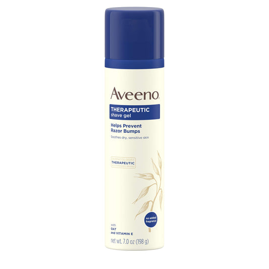 Aveeno Therapeutic Shave Gel with Oat & Vitamin E | Prevents Razor Bumps, Soothes Dry Sensitive Skin | Fragrance-Free, 7 oz