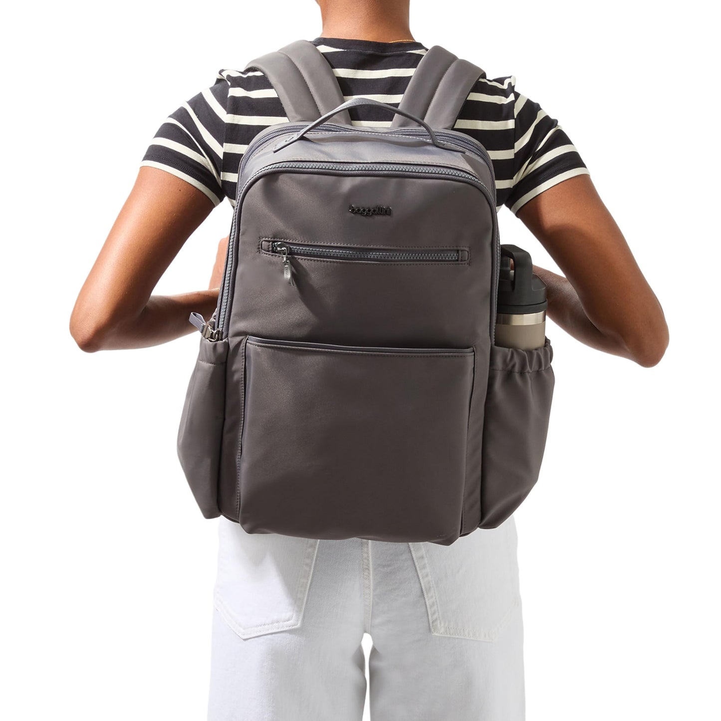 Baggallini Tribeca Expandable Laptop Backpack - 15"x11" Lightweight Work Travel Bag w/Luggage Sleeve & RFID