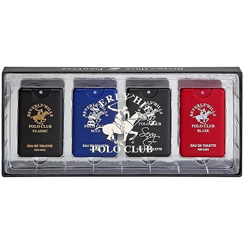 Beverly Hills Polo Club Pocket Size Collection, 4 Piece Cologne Gift Set for Men, Pack of 1,0.68 fluid_ounces