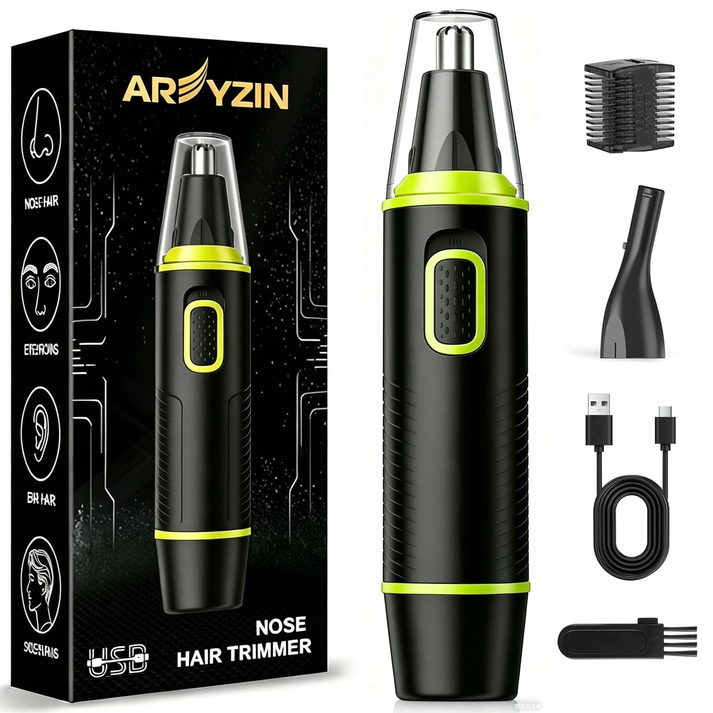AREYZIN Nose Hair Trimmer for Men,Rechargeable 2026 Professional 2 in 1 Painless Nose Ear and Trimmer, Eyebrow & Facial Hair Trimmer with IPX7 Beauty and Personal Care AREYZIN Default Title