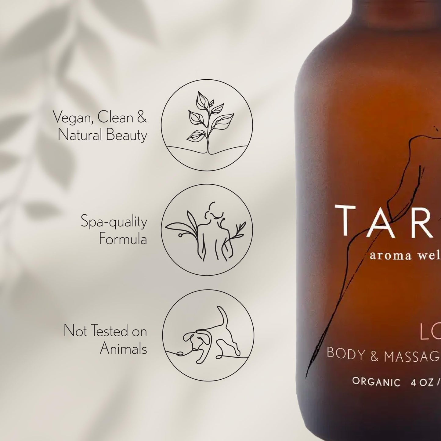 TARA Spa Therapy Love Body & Massage Oil - Premium Organic Oil for Nurturing & Sensuality, 100% Pure Essential Oils, Rose, Jasmine & Ylang Ylang, 4 oz