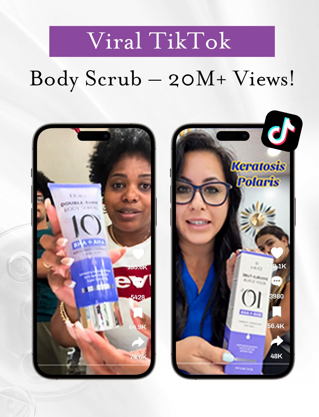 Elvira KP Bump Eraser Foot & Body Scrub, Exfoliating Scrub for Keratosis Pilaris, Smooth Skin with 10% AHA BHA & Niacinamide