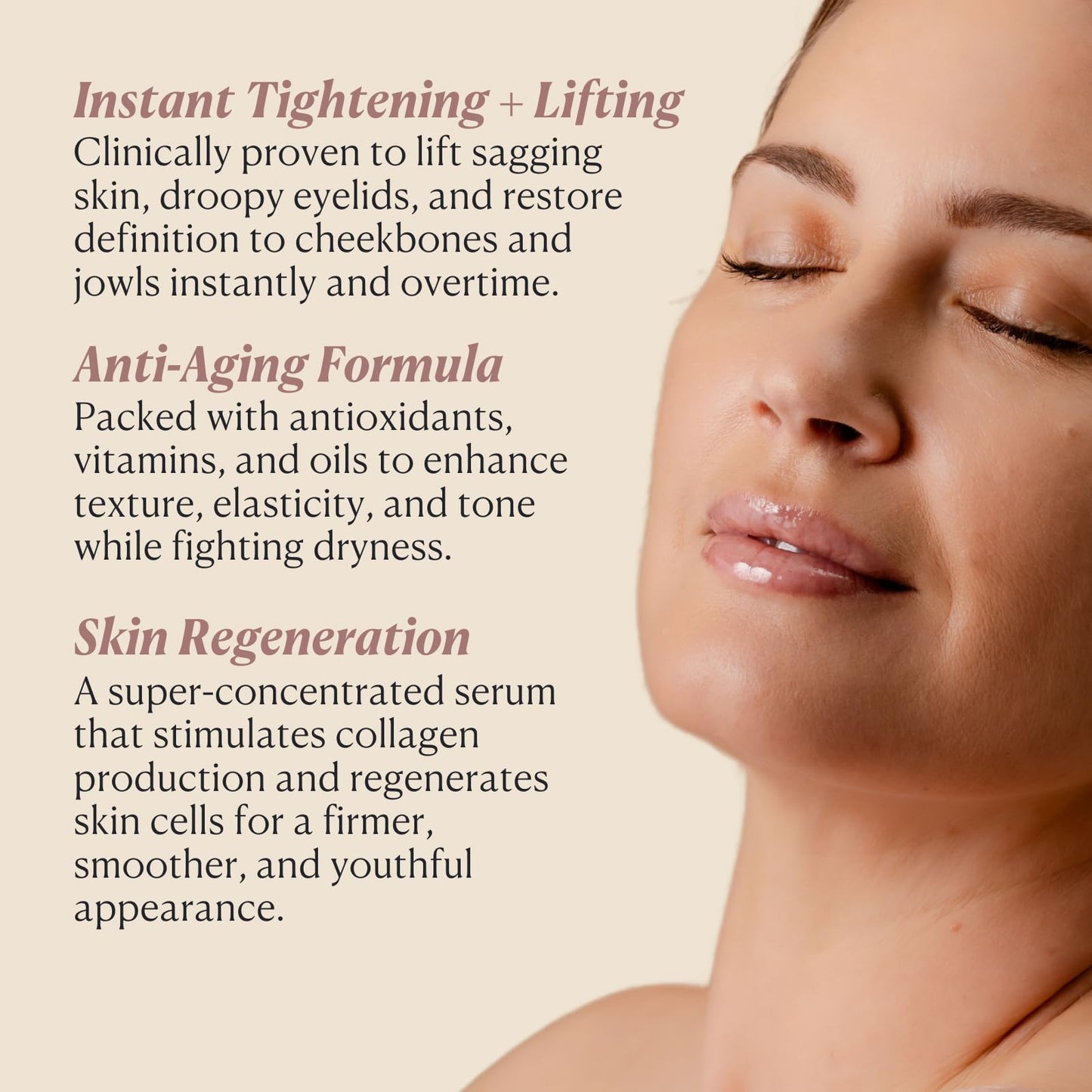 Nakery Collagen Peptide Serum for Women - Rapid Lift Face Serums for Anti Aging Face Tightening and Lifting - Multi Peptides Collagen Serum for Face