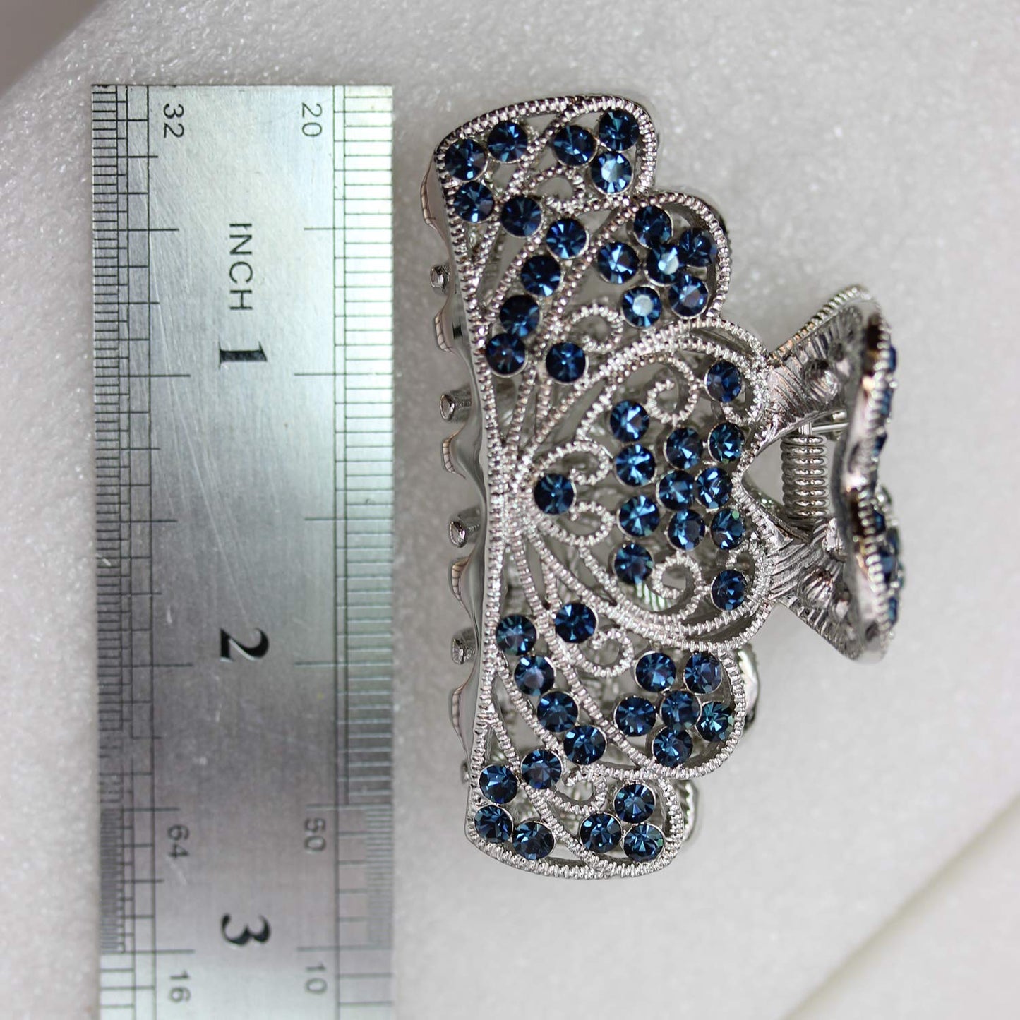 Faship Navy Blue Rhinestone Crystal Floral Hair Claw Clips