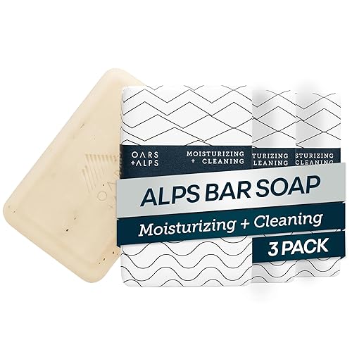 Oars + Alps Shea Butter & Jojoba Oil Exfoliating Bar Soap for Men, Deep Cleaning & Exfoliating Soap, Made with Clean Ingredients, All Skin Types