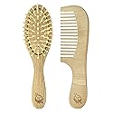 Green Sprouts Learning Brush + Comb Set |Super Soft Learning Brush Grooms Thick or Curly Hair| Natural Wood and Bamboo Bristles Without BPA, BPS, BPF