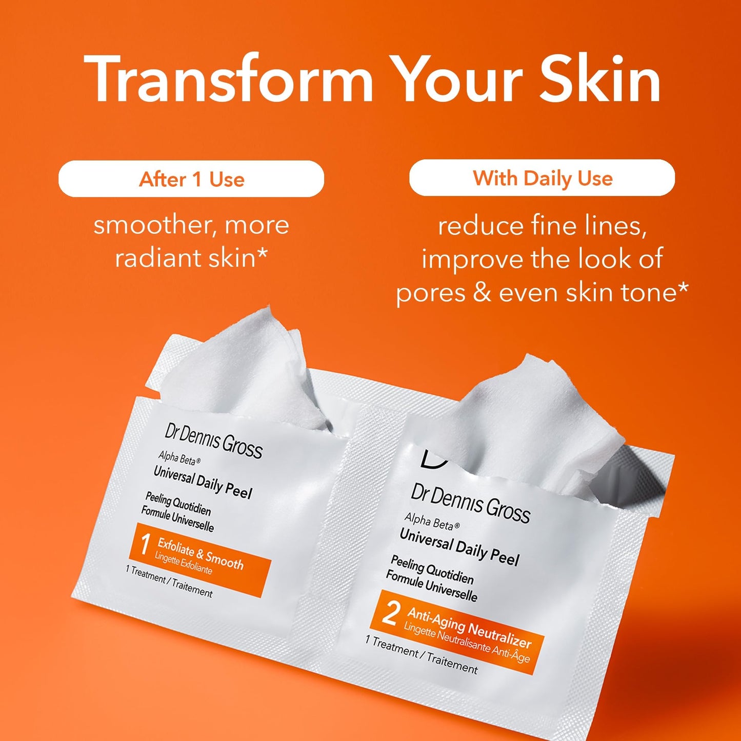 Dr Dennis Gross Alpha Beta Universal Daily Peel: for Uneven Tone or Texture and Fine Lines or Enlarged Pores, (5 Treatments) Beauty and Personal Care Dr Dennis Gross