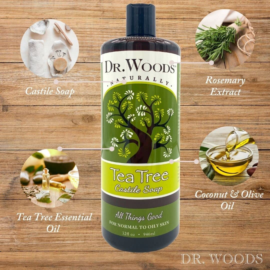 Dr. Woods Pure Castile Soap, Tea Tree 32 oz (Pack of 10)