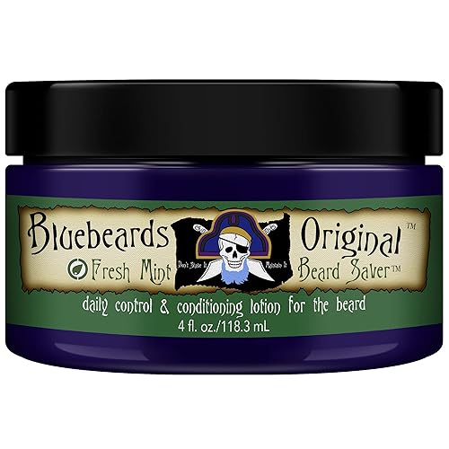 Bluebeards Original Beard Balm Leave-in Conditioner - 4 oz Fresh Mint Beard Saver Softener for Men with Aloe & Peppermint Oil Deeply Conditions