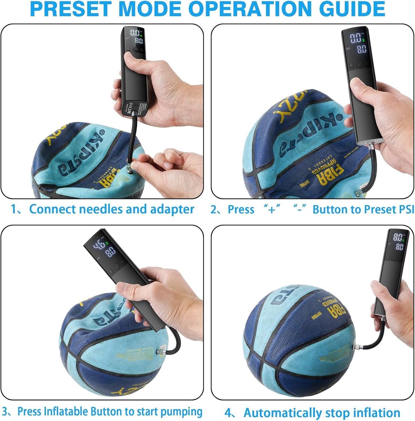 Electric Ball Pump,Smart Air Pump Portable Fast Ball Inflation with Accurate Pressure Gauge and Digital LCD Display for Basketball Football Soccer…