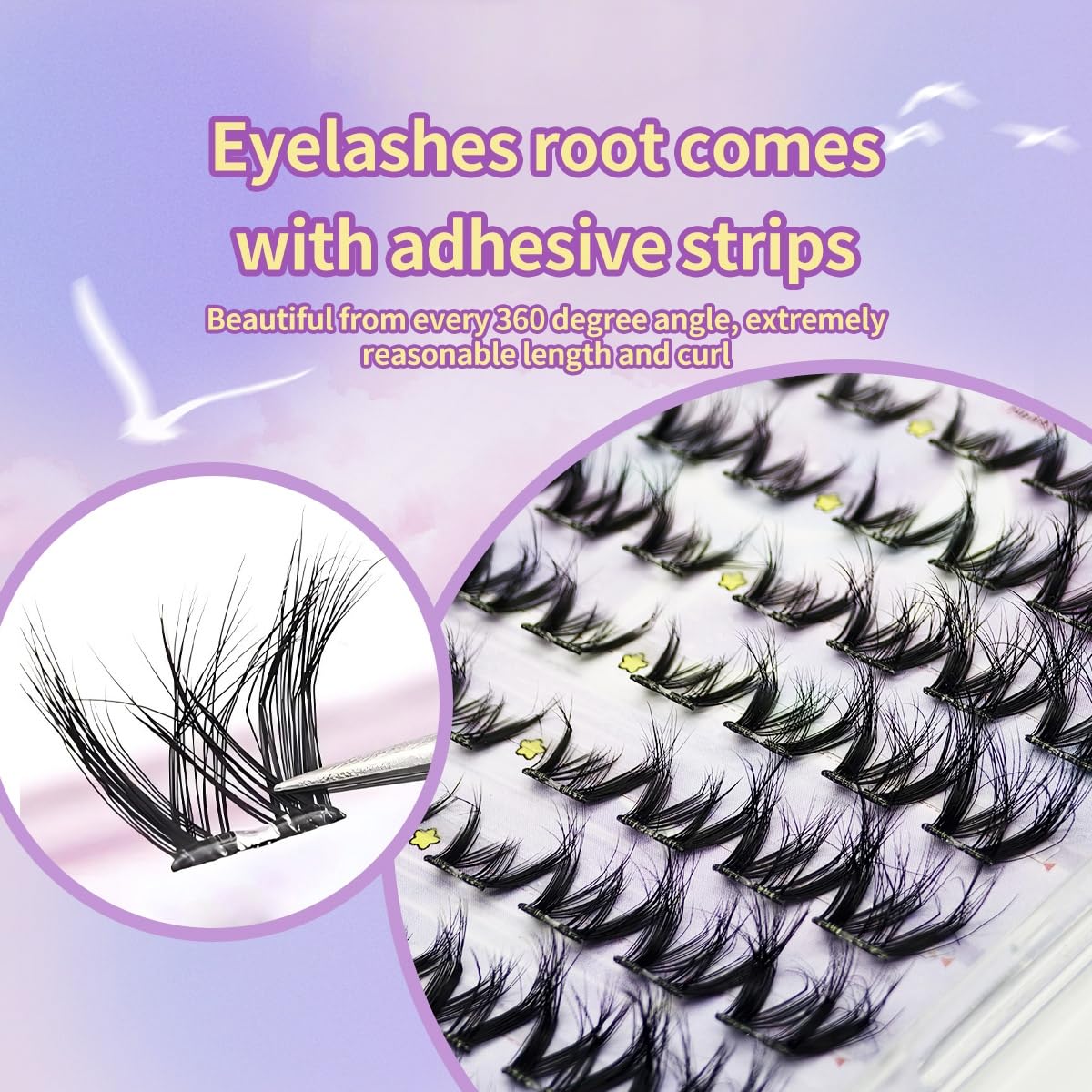 Marsfarmer Thick Fluffy Self Adhesive Eyelashes Clusters Extension, 11-14mm 80pcs Pre-Glue False Eyelashes Clusters Set, Individual Lashes, No Glue…