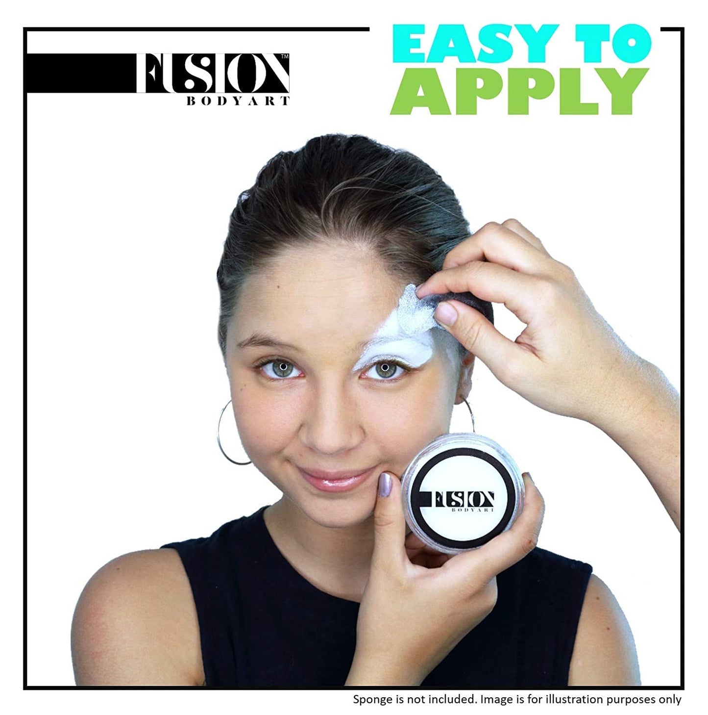 Fusion Body Art Pro Face Paint | Prime Paraffin White (32gm), Professional Quality Water Activated Face and Body Paint Supplies Single Makeup Cake