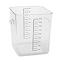 Rubbermaid Commercial Products Plastic Space Saving Square Food Storage Container, 18 Quart, Clear, for Kitchen/Sous Vide/Food Prep