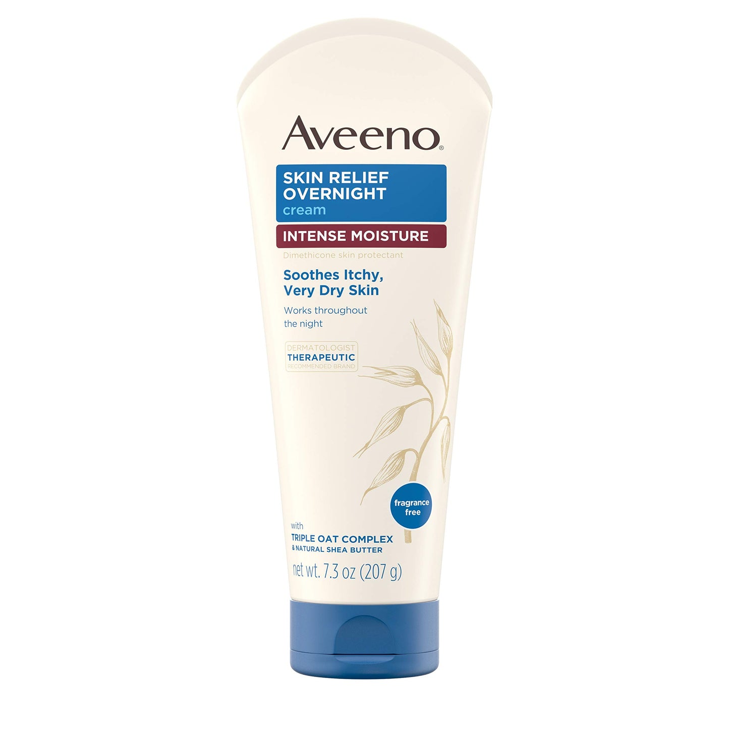 Aveeno Skin Relief Overnight Intense Moisture Cream with Triple Oat Complex & Natural Shea Butter, Therapeutic Dimethicone Skin Protectant for Dry