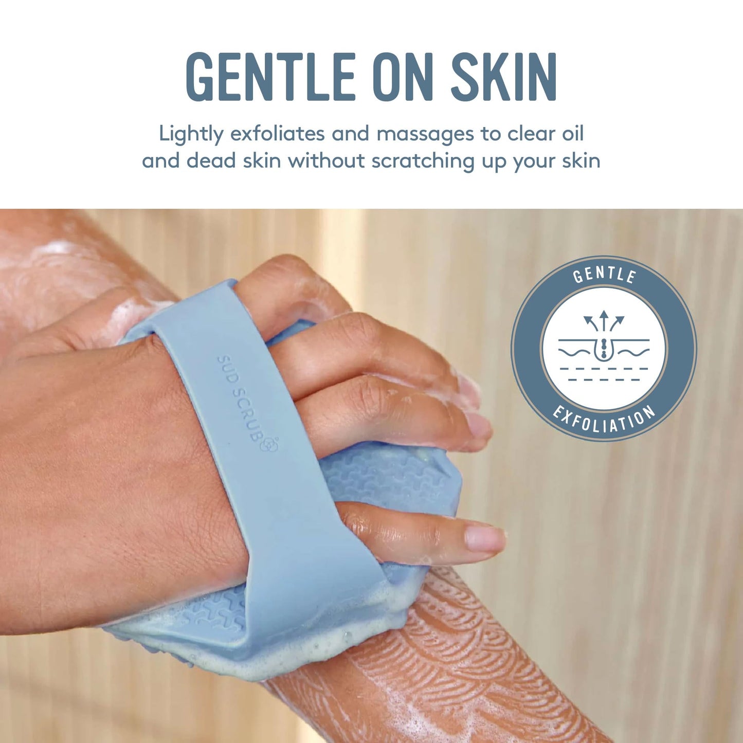 Sud Scrub® Antimicrobial Silicone Body Scrubber, Exfoliating Body Scrubber for Sensitive Skin, Eco Friendly Shower Scrubber for Body, Silicone Body