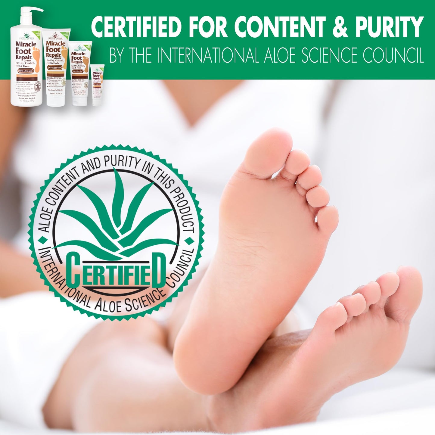 Miracle Foot Repair Cream, (1 oz / 3 Pack) Repairs Dry Cracked Heels and Feet, 60% Pure UltraAloe Moisturizes, Softens, and Repairs